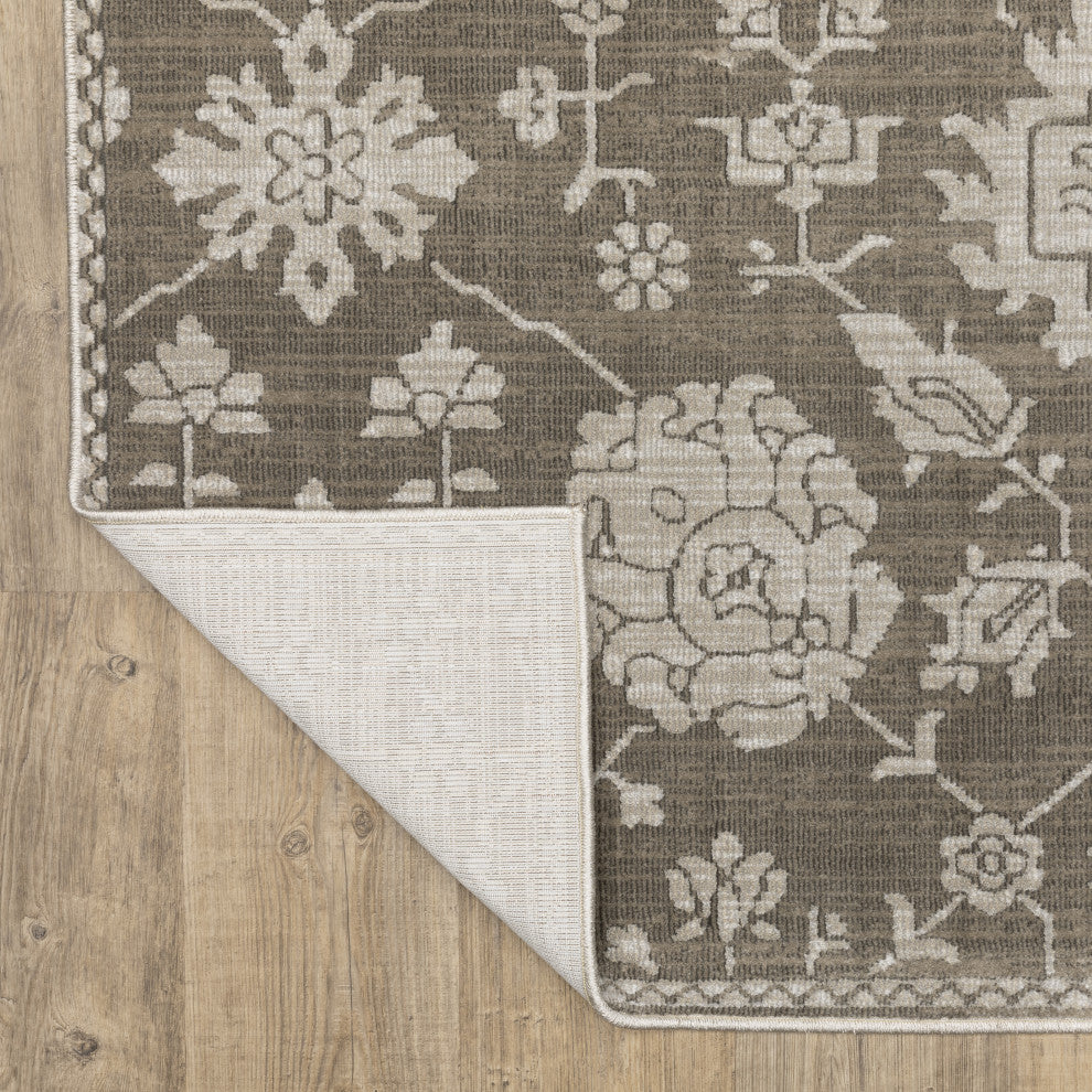 Iris Two-Tone Oriental Grey/ Light Grey Area Rug 9'10" x 12'10"