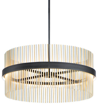 ET2 E34207 Chimes 34"W LED Drum Chandelier - Black / Satin Nickel / Satin Brass