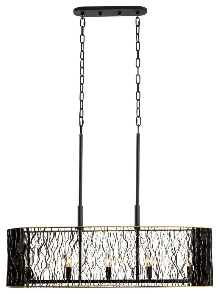 Estela 5-Lt Linear Pendant - Matte Black/French Gold