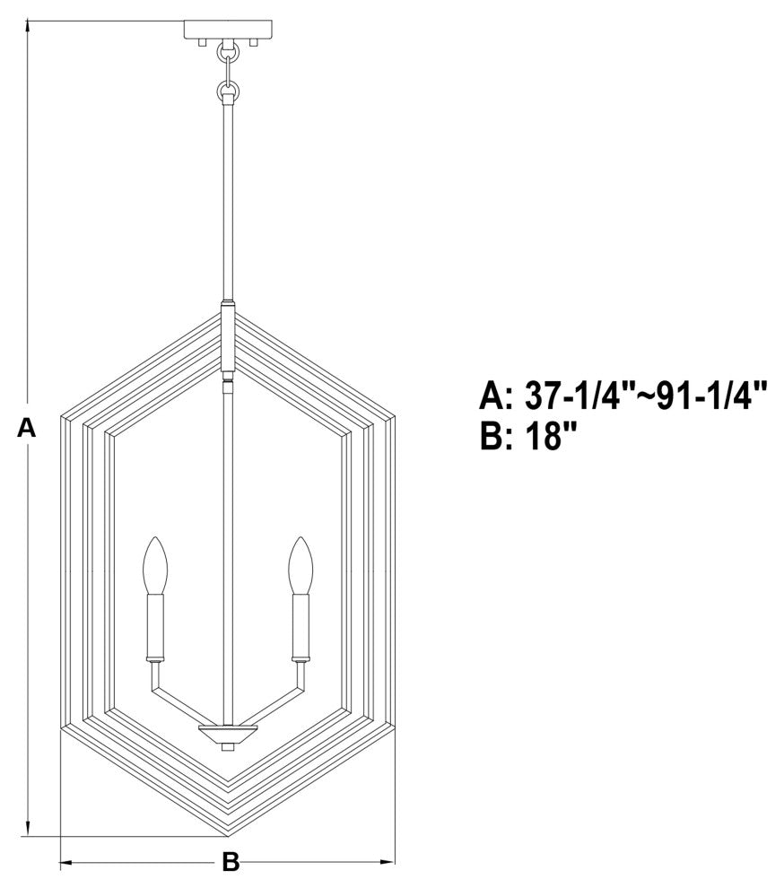 Riley 18" 4 Light Pendant Black and Satin Brass