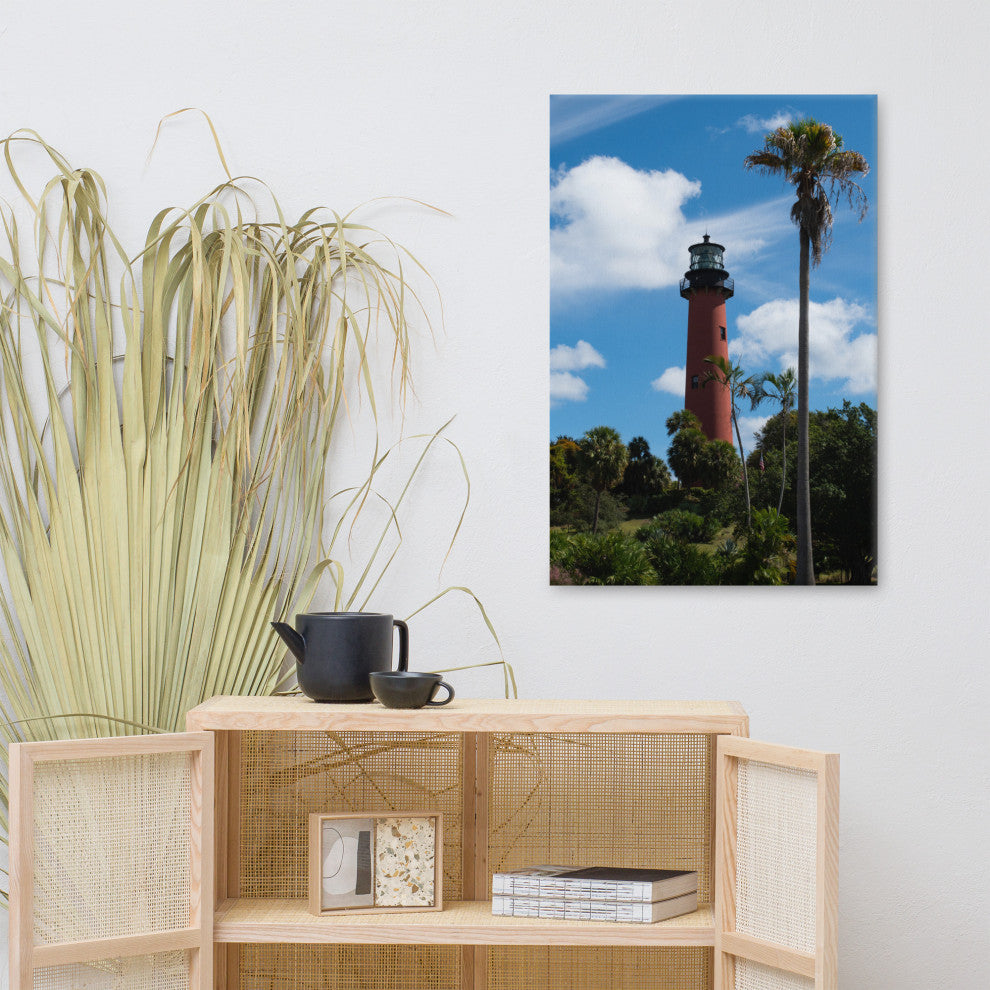 Jupiter Lighthouse Color Coastal Landscape Photo Canvas Wall Art Print, 24" X 36"