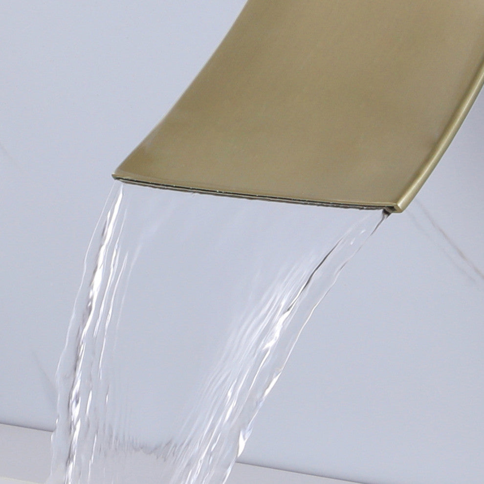 Wall Mounted Single Handle Bathroom Sink Faucet, Brushed Gold