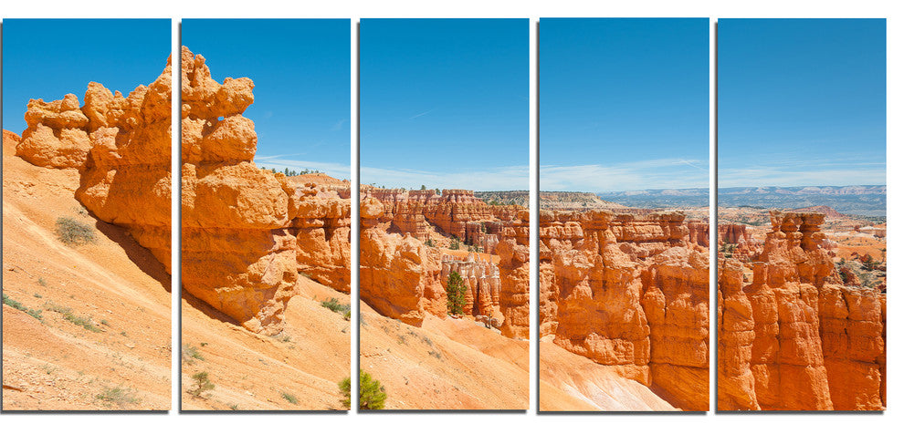 Beautiful Bryce Canyon, Landscape Canvas Art Print, 60"x28", 5 Panels