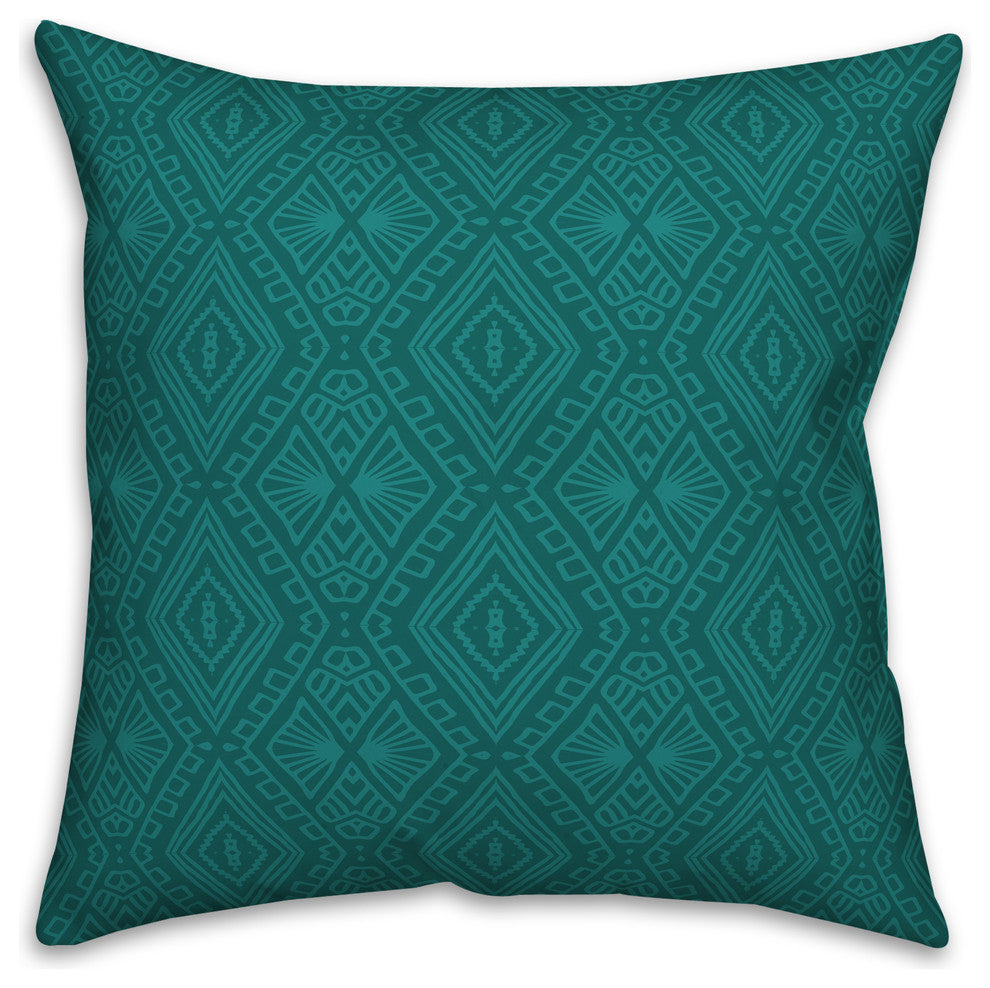 Teal Boho Tribal  18x18 Throw Pillow