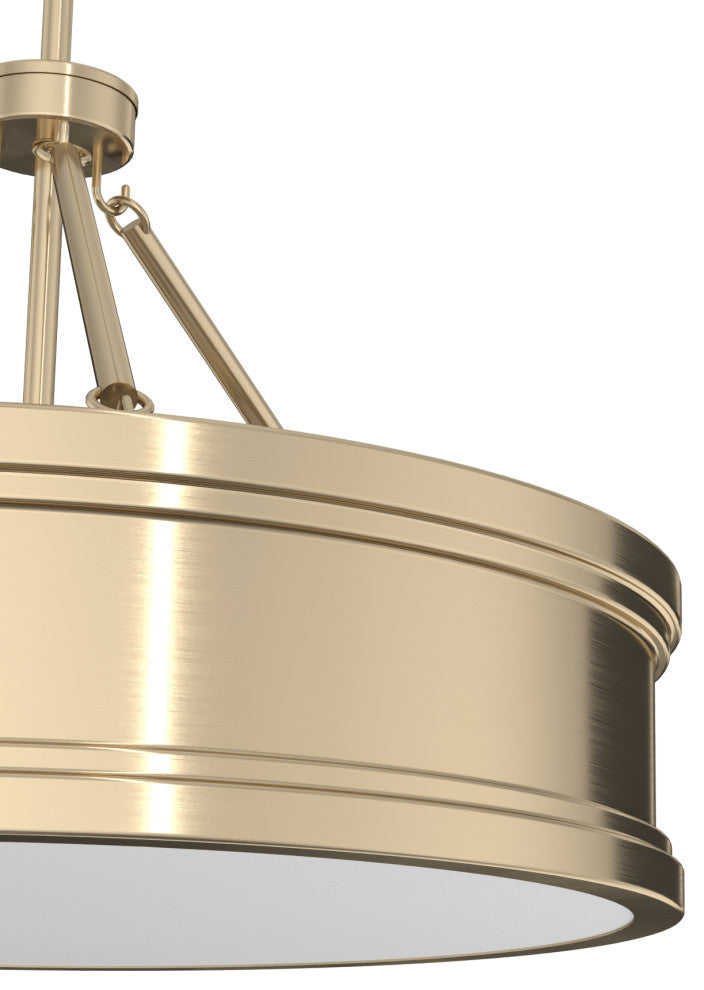 Capshaw Alturas Gold, Painted Cased White Glass 5 Light 21" Pendant Ceiling