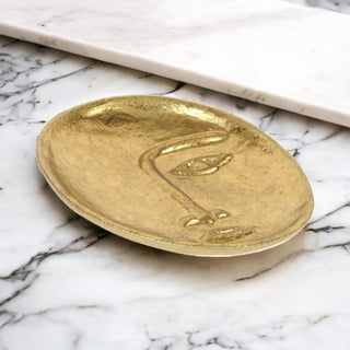 Roven Cara Golden Cast Iron Abstract Face Dish
