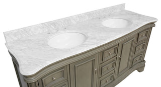 Katherine 72" Bathroom Vanity, Weathered Gray, Carrara Marble