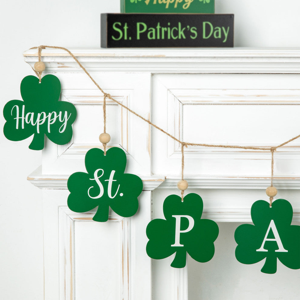 6' Metal Shamrocks Garland