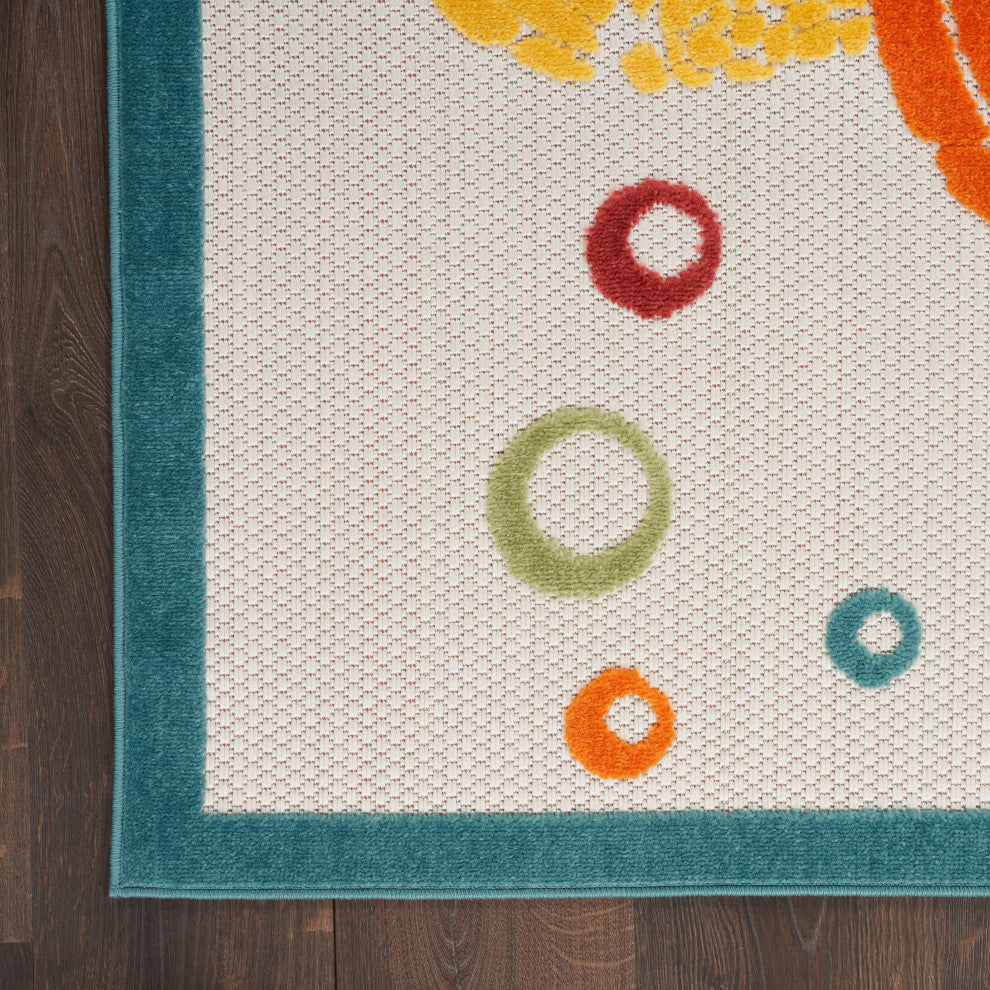 Nourison Aloha 6' x 9' Teal Multi Coastal, Nautical & Beach Area Rug