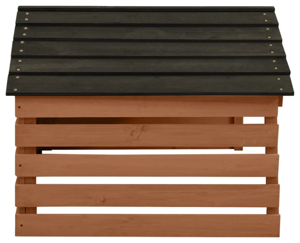 vidaXL Firwood Robotic Lawn Mower Garage Black and Brown Patio Lawnmower Roof