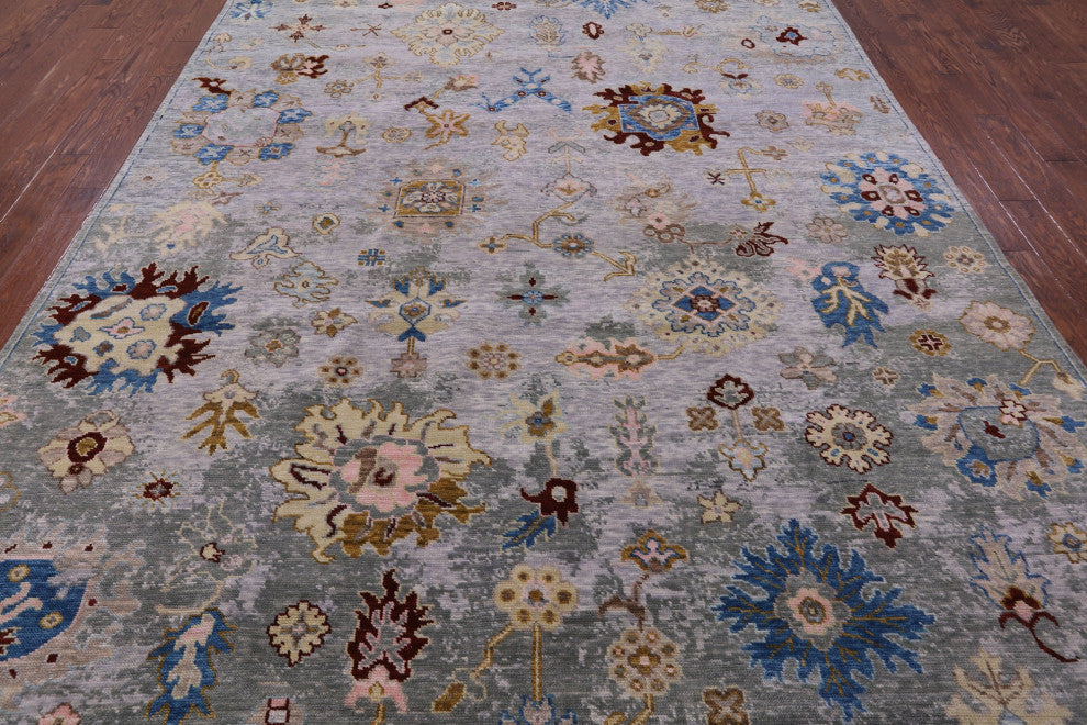 Turkish Oushak Handmade Wool Rug 9' 3" X 11' 11" - Q16130