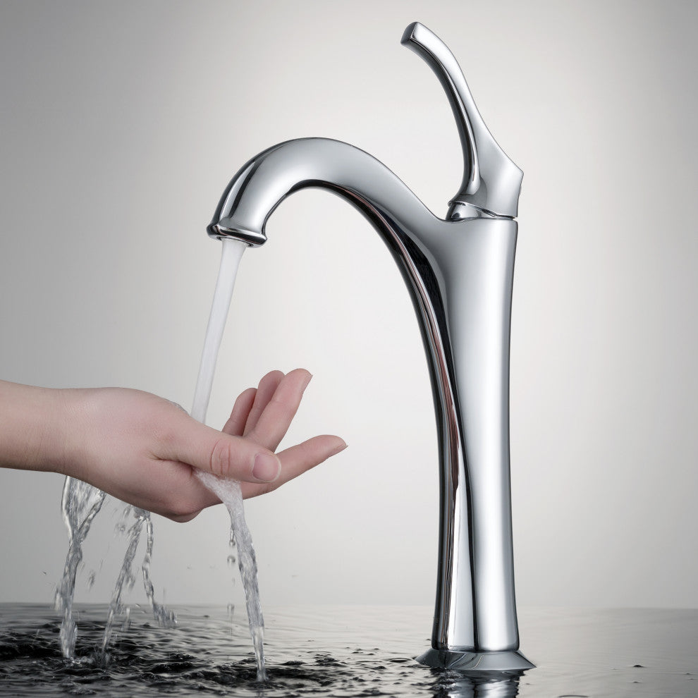 Elavo Rectangle Ceramic Vessel Sink, Bathroom Arlo Faucet, Drain, Chrome