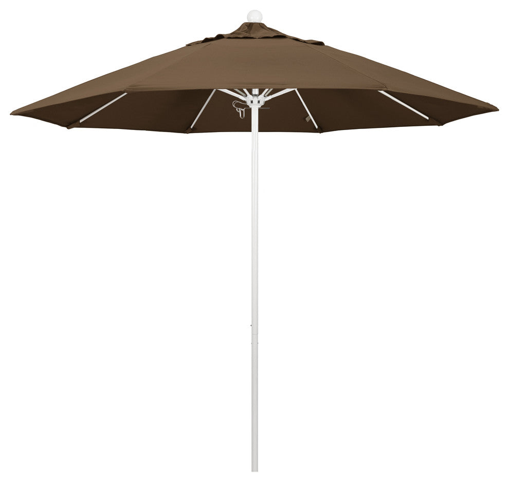 9' Fiberglass Umbrella Pulley OpenWhite, Sunbrella, Cocoa