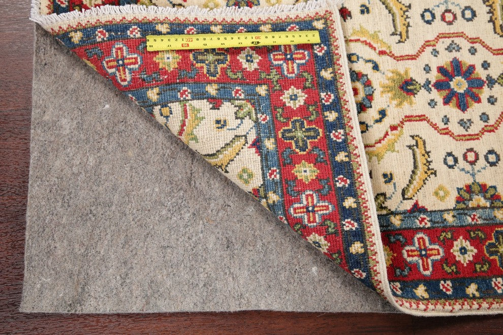 Pakistani Traditional Hand-Knotted Kazak Oriental Runner Rug, Beige, 6'0"X2'1"