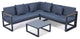 LeisureMod CSLBL-80BU Chelsea Sectional Headrest&Coffee Table Blue Cushions