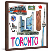 "Toronto Entertainment" Framed Painting Print , 18x18