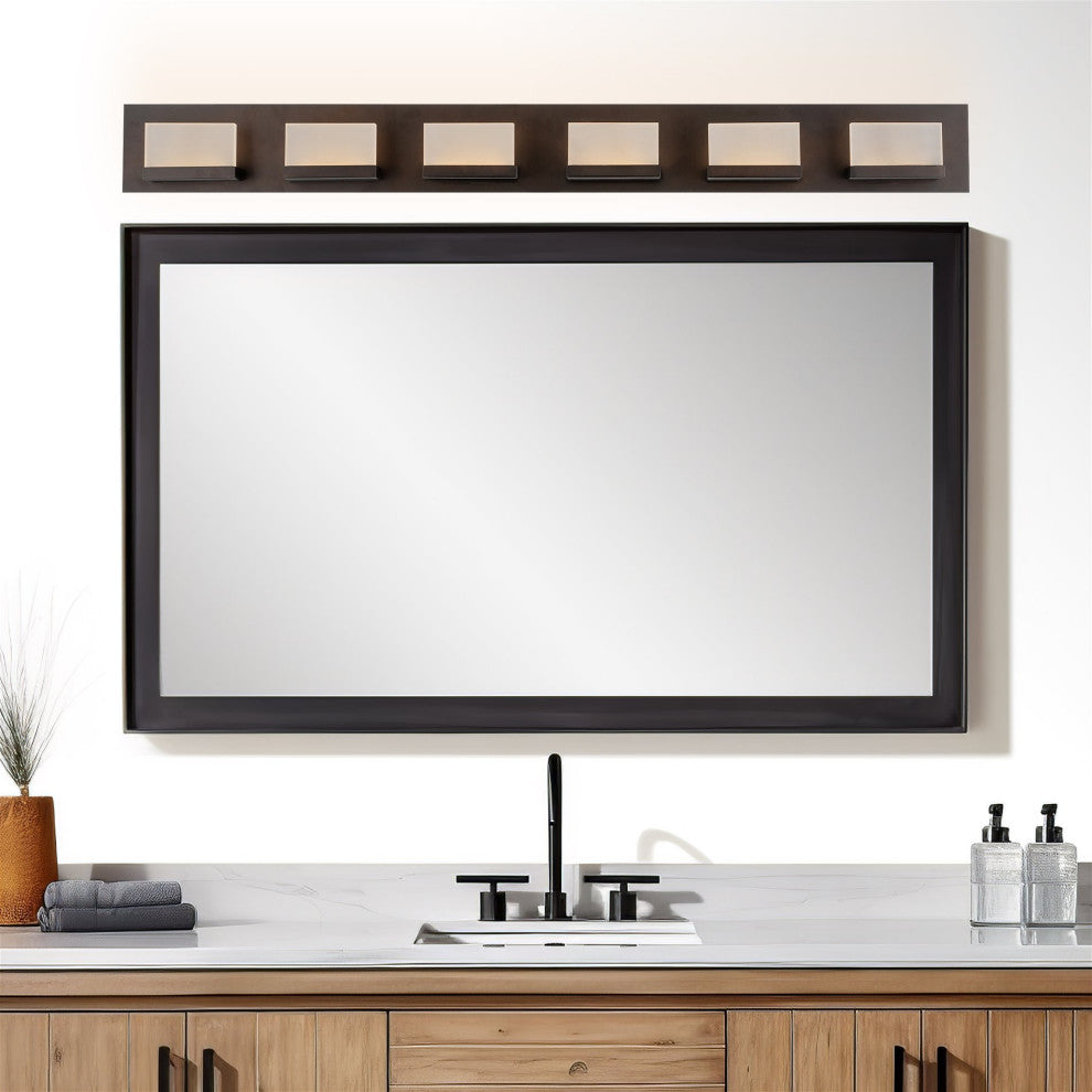 Kira Home Everett 48" 60W Integrated LED Bathroom / Light, Rectangular Acrylic