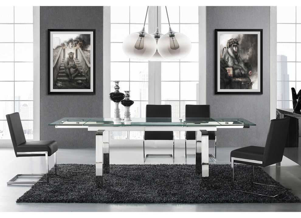 Fontana Set of 2 Dining Chair, Pu Leather, Gray