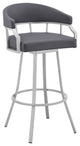 Palmdale 30" Swivel Slate Gray Faux Leather and Silver Metal Bar Stool