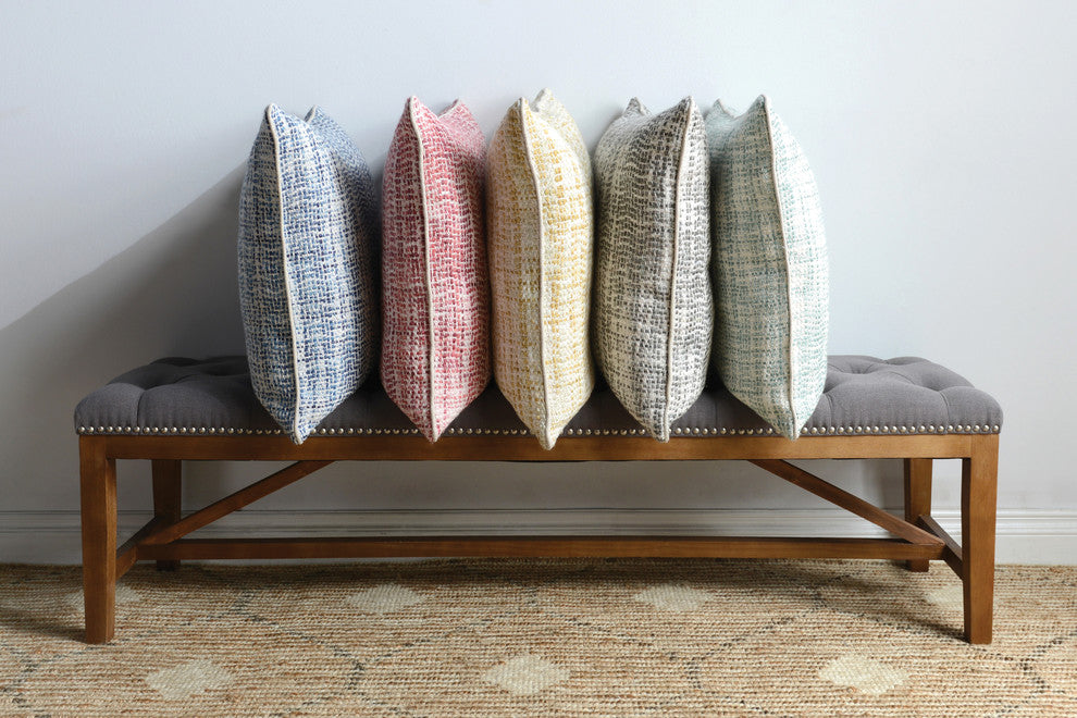 Baxter Woven 22" Throw Pillow, Blue by Kosas Home, Gray, Ivory