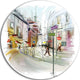 Colorful Illustration Of City, Cityscape Disc Metal Wall Art, 36"