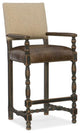 Bowery Hill Wood Bar Stool Chair in Brown With Square Seat & Footrest & Backrest