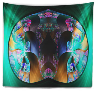 Blue Capsule in Plasma Abstract Wall Tapestry, 39"x32"