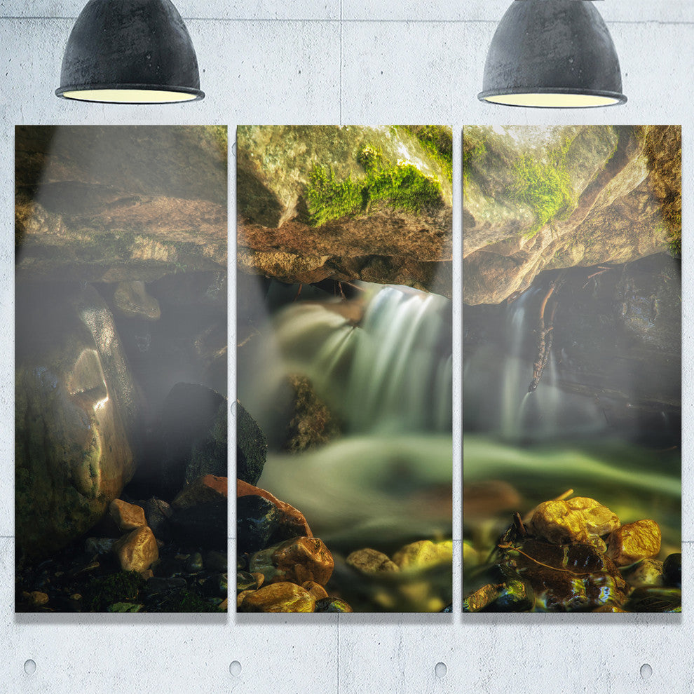 "Wasatch National Forest Waterfall" Metal Wall Art, 3 Panels, 36"x28"