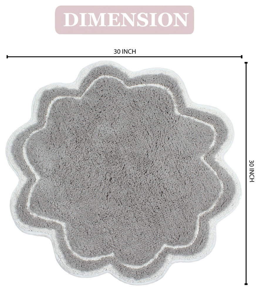 Allure Collection Absorbent Cotton Machine Washable Rug 30" Round, Gray