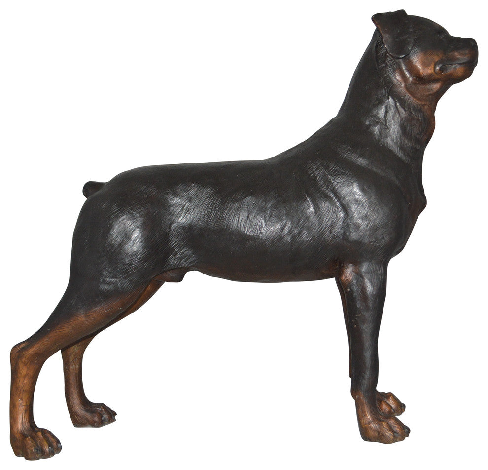 Rottweiler Dog Bronze Statue -  Size: 44"L x 10"W x 36"H.