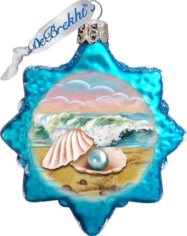 Keepsake Pearl Shell Scenic Glass Ornament