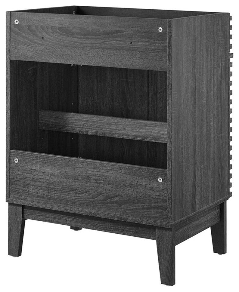Modway Render Modern Style Wood Bathroom Vanity Cabinet in Charcoal