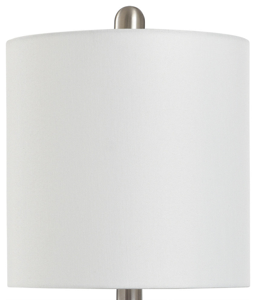 Glass Accent Table Lamp, Lilac, Brushed Steel, White