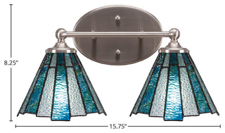 Capri 2-Light Bath Bar, Brushed Nickel/Sea Ice Art