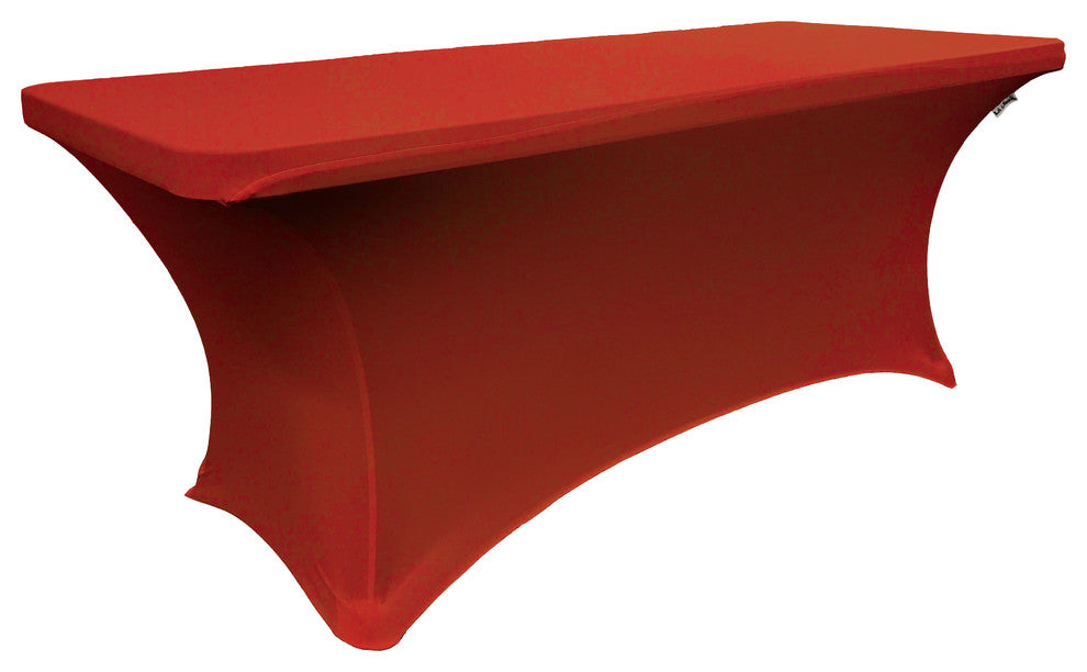 LA Linen Rectangular Spandex Table Cover, Red, 96"x30"x30"