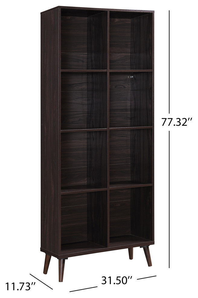 GDF Studio Eloise Mid Century Finished Faux Wood Bookcase, Wenge