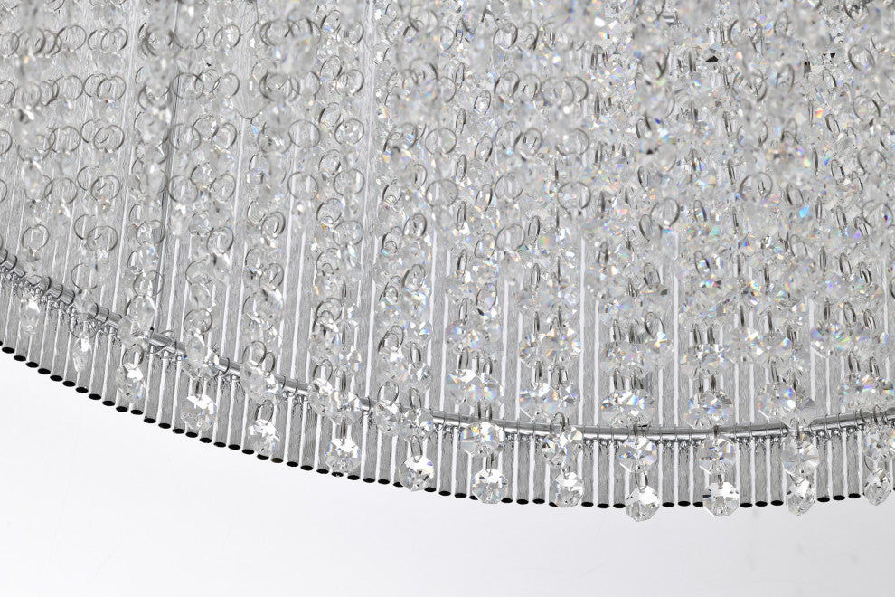 22 in. 5-Light Chrome Tubes Drum Shade Chandelier With Hanging Crystals