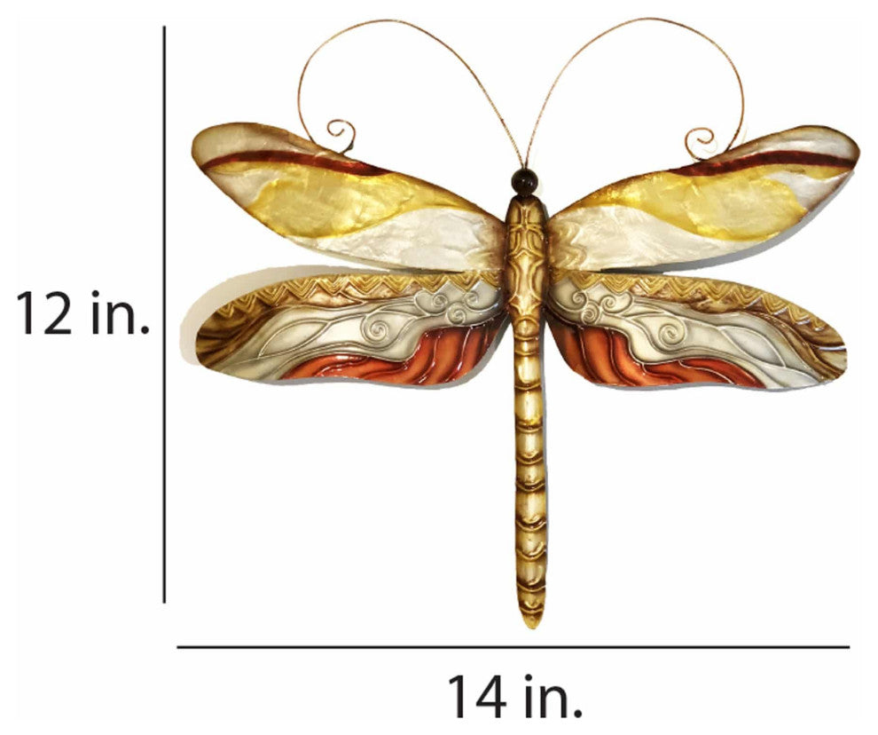 Dragonfly Wall Decor Pearl Tan And Brown