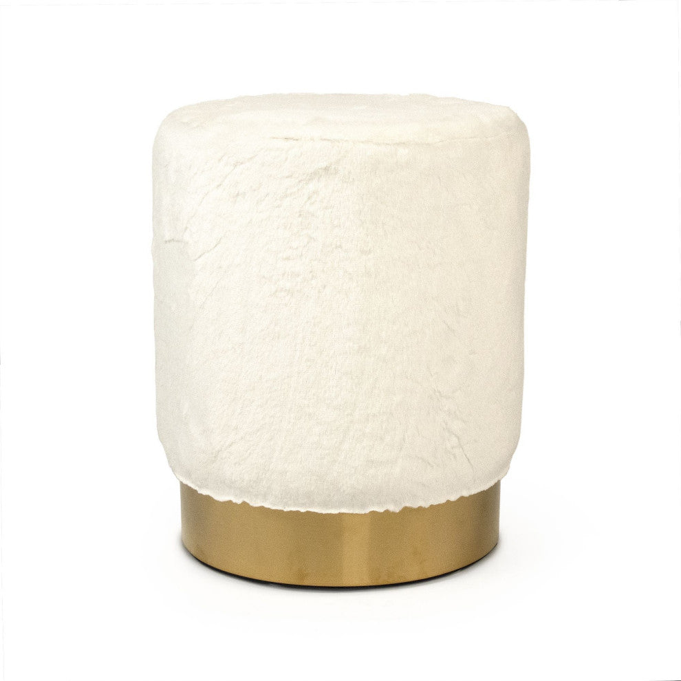 White Faux Fur Stool