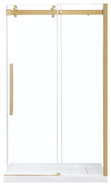 Bel Soft-Close Frameless Sliding Soft Close Shower Door, Gold, 48"