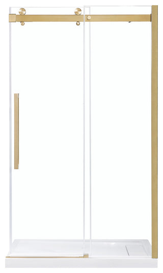 Bel Soft-Close Frameless Sliding Soft Close Shower Door, Gold, 48"