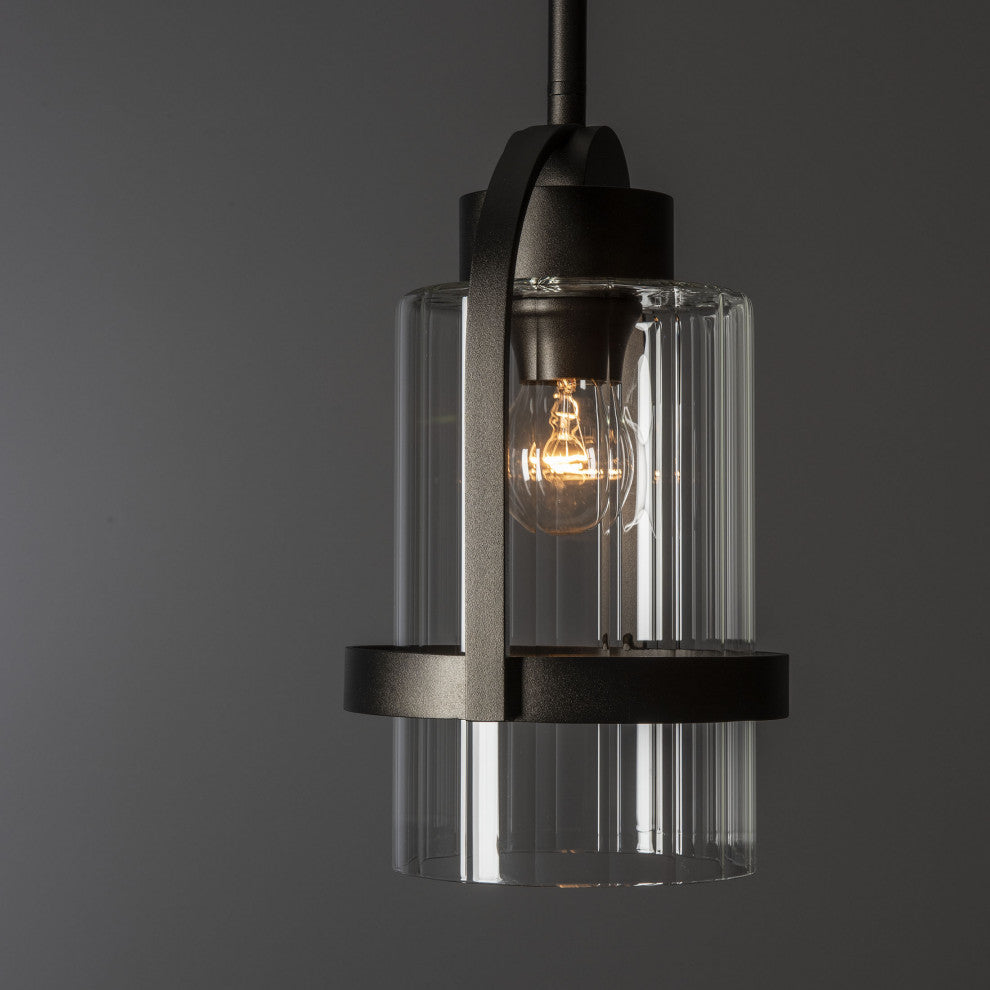 Alcove Outdoor Pendant Coastal Oil Rubbed Bronze Finish, Clear Glass