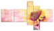 Sunflower With Rainbow Light Effect, Floral Canvas Art Print, 60"x32", 5 panels