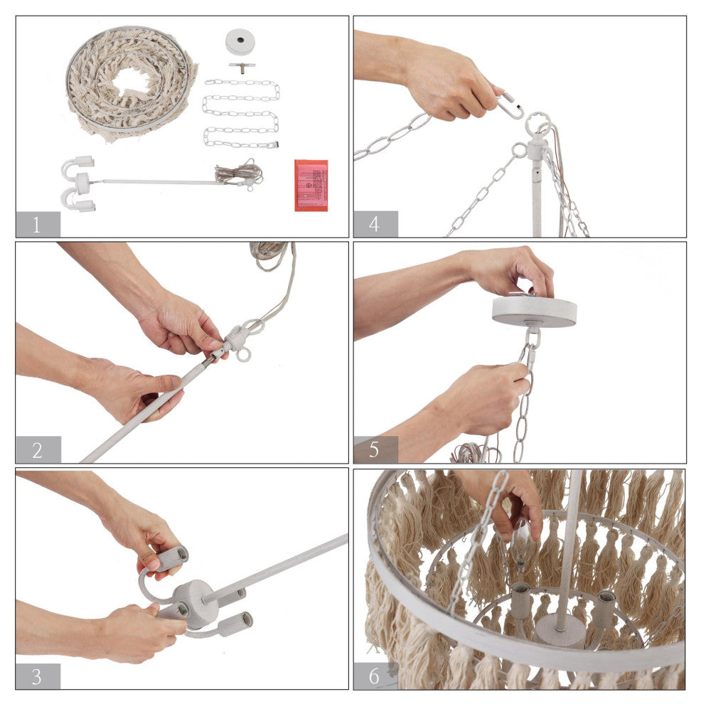 LNC Ava 4-Lights 3-Tier Antique White Empire Chandelier