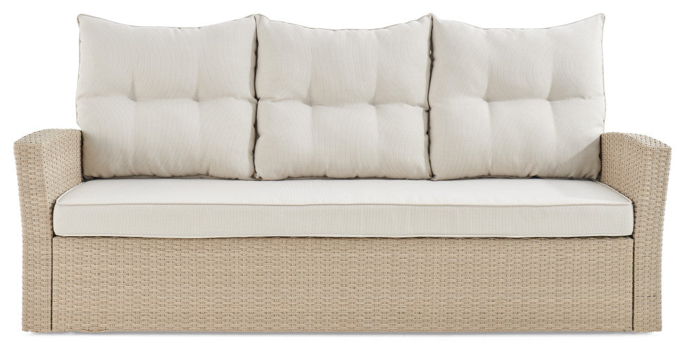 Canaan All-Weather Wicker Deep-Seat Set With Sofa, 2 Arm Chairs and 57"L Table