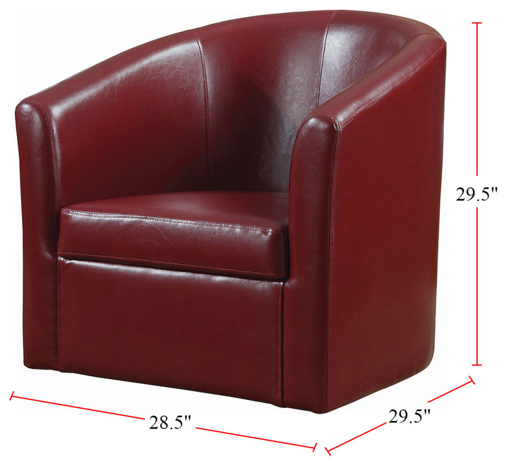 Leatherette Upholstered Accent Swivel Chair, Red