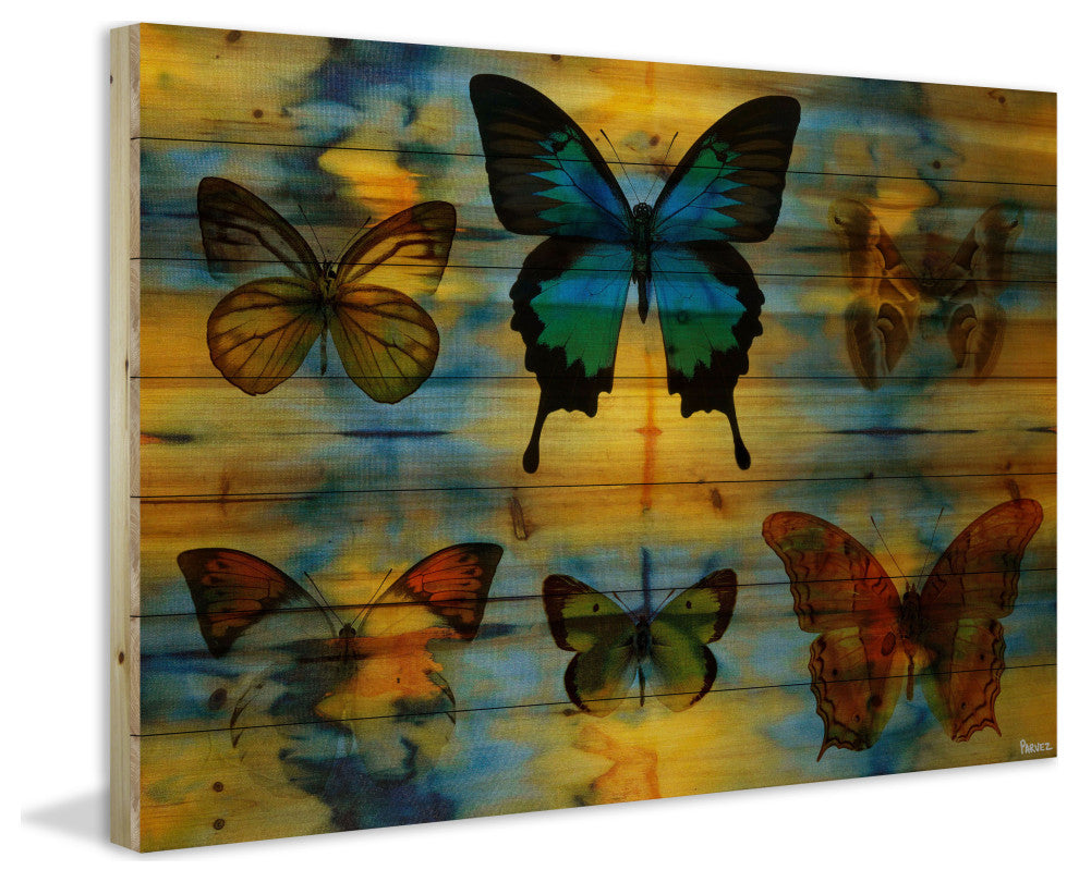 "Lepidoptera" UV Ink Print on Natural Pine Wood, 36"x24"