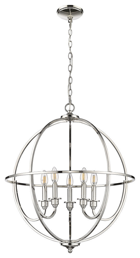 5 Light 24 in. Polished Nickel Chandelier