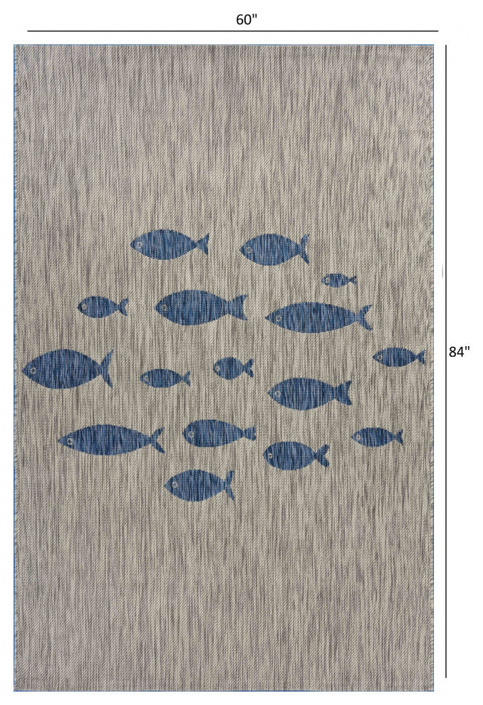 5' X 7' Gray Indoor Outdoor Area Rug