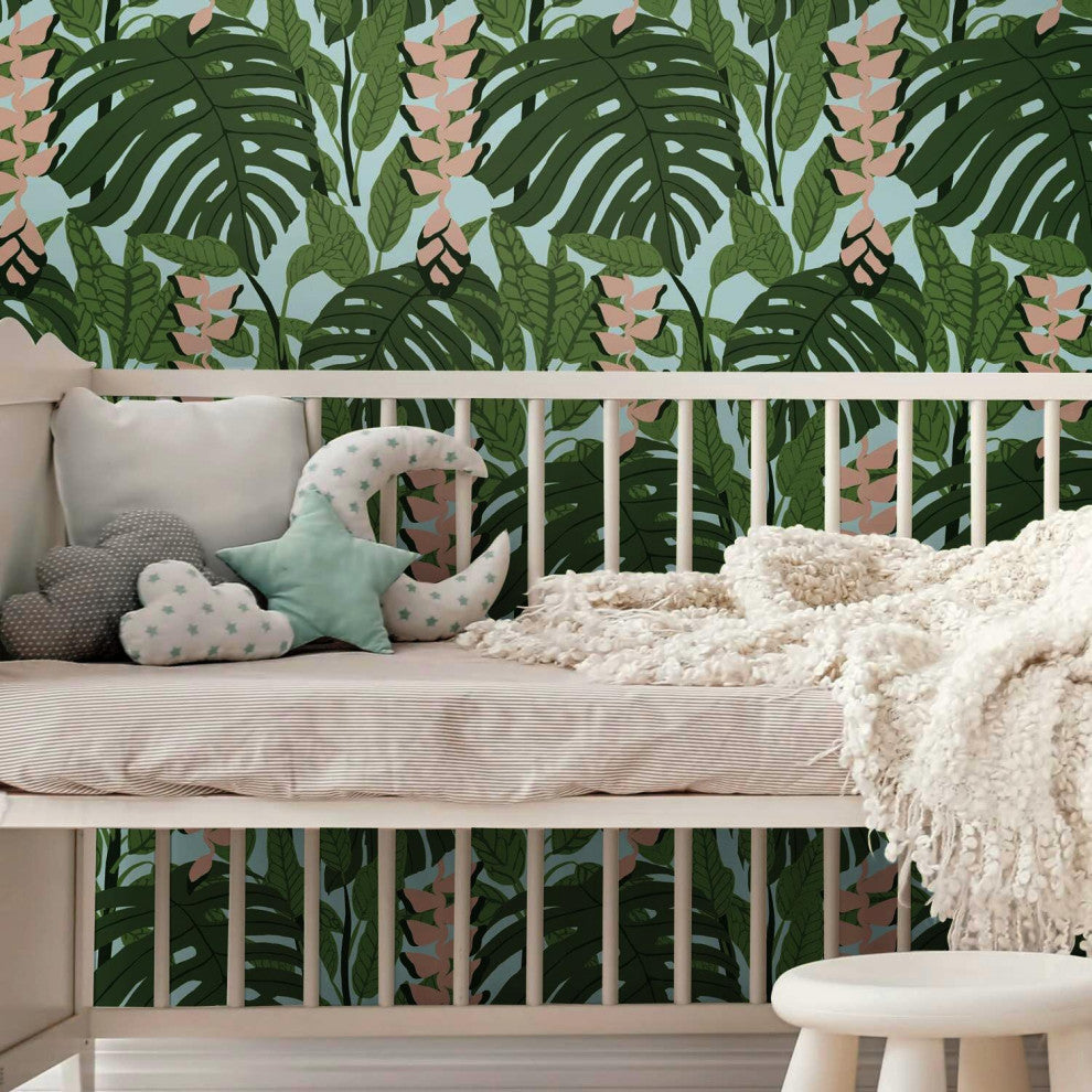 Finlayson Bunaken Peel And Stick Wallpaper, Green/Blue